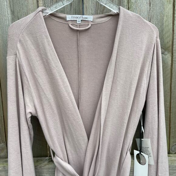 Privacy Please Open Front with Detachable Waist Tie Robe Soft Pink XS NWT - Picture 3 of 9